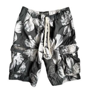Abercrombie & Fitch Men's Swim Trunks - Size M, 9" Inseam, Grey and White